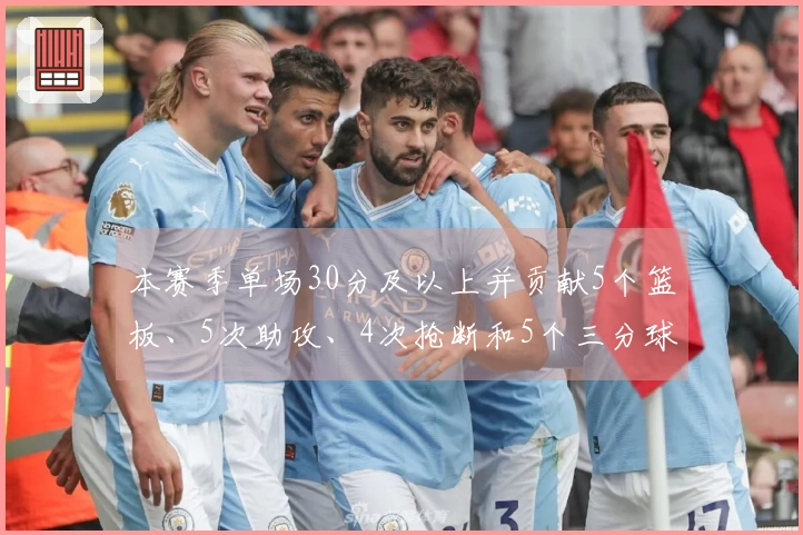 本赛季单场30分及以上并贡献5个篮板、5次助攻、4次抢断和5个三分球的球员：阿努诺比、伦纳德、布朗